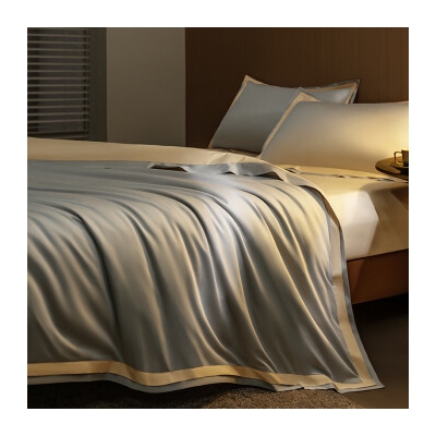 京東京造 100支長(zhǎng)絨棉輕奢四件套 珠光貢緞工藝 1.8米床 銀灰香檳